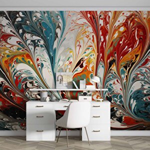 Renkli Karışık Boya Desenli Duvar Kağıdı - Dkm784115