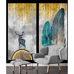 Ağaç Ve Geyik Desenli Duvar Kağıdı - Dkm802094