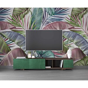 Soft Tropikal Yaprak Temalı Duvar Kağıdı Baskı - Dkm-029_52493 800x200 cm