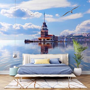 Üsküdar Kız Kulesi Temalı Duvar Kağıdı - Dkm485085 900x280 cm