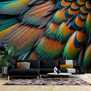 3 Boyutlu Renkli Tüy Desenli Duvar Kağıdı Baskı - Dkm599059 525x260 cm