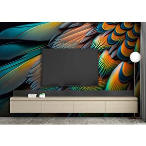 3 Boyutlu Renkli Tüy Desenli Duvar Kağıdı Baskı - Dkm599082 600x280 cm