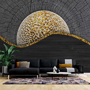 Yanmış Ağaç Ve Altın Desenli Duvar Kağıdı - Dkm725073 350x280 cm