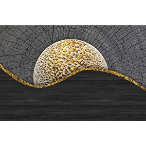 Yanmış Ağaç Ve Altın Desenli Duvar Kağıdı - Dkm725029