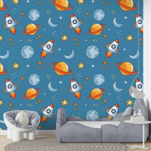 Uzay Temalı Çocuk Odası Duvar Kağıdı Baskı - Dkm171001 100x100 cm