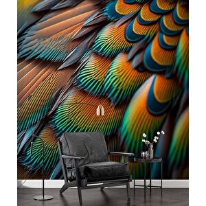 3 Boyutlu Renkli Tüy Desenli Duvar Kağıdı Baskı - Dkm599052
