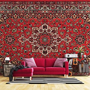 3 Boyutlu Kırmızı Halı Desenli Duvar Kağıdı - Dkm824072 325x280 cm