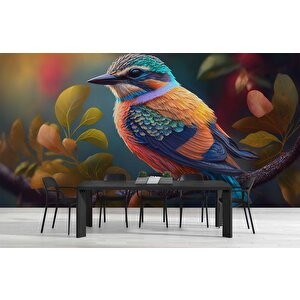 Renkli Kuş Temalı Duvar Kağıdı Baskı - Dkm616095