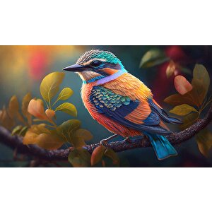 Renkli Kuş Temalı Duvar Kağıdı Baskı - Dkm616095