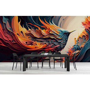 Renkli Kuş Çizimi Desenli Duvar Kağıdı - Dkm708098