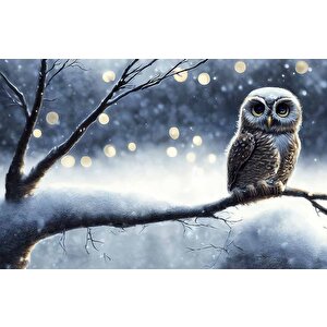 Kış Ve Baykuş Manzaralı Duvar Kağıdı - Dkm676118