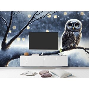 Kış Ve Baykuş Manzaralı Duvar Kağıdı - Dkm676122 525x315 cm