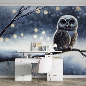 Kış Ve Baykuş Manzaralı Duvar Kağıdı - Dkm676122