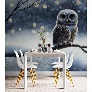 Kış Ve Baykuş Manzaralı Duvar Kağıdı - Dkm676122