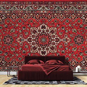 3 Boyutlu Kırmızı Halı Desenli Duvar Kağıdı - Dkm824034 425x240 cm