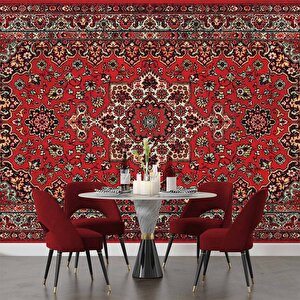 3 Boyutlu Kırmızı Halı Desenli Duvar Kağıdı - Dkm824040