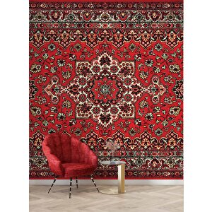 3 Boyutlu Kırmızı Halı Desenli Duvar Kağıdı - Dkm824087