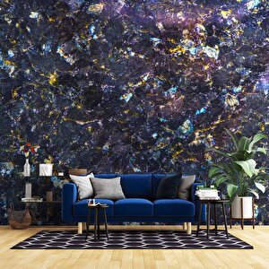 3 Boyutlu Mor Ve Mavi Mermer Desenli Duvar Kağıdı - Dkm728005 225x200 cm