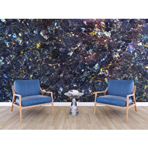 3 Boyutlu Mor Ve Mavi Mermer Desenli Duvar Kağıdı - Dkm728005