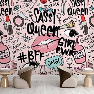 Yazılı Güzellik Merkezi Temalı Duvar Kağıdı Baskı - Dkm158034 425x240 cm