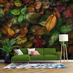 Sonbahar Yaprak Temalı Duvar Kağıdı Baskı - Dkm116031 350x240 cm