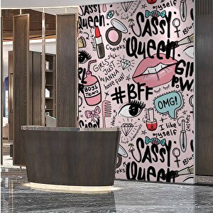 Yazılı Güzellik Merkezi Temalı Duvar Kağıdı Baskı - Dkm158003 150x200 cm