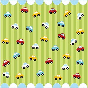 Renkli Arabalar Çocuk Odası Duvar Kağıdı Baskı - Dkm403005