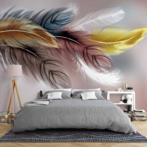 Renkli Tüy Desenli Duvar Kağıdı Baskı - Dkm092099 475x300 cm
