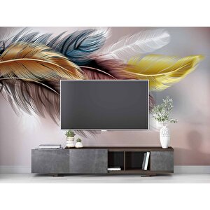Renkli Tüy Desenli Duvar Kağıdı Baskı - Dkm092099 475x300 cm