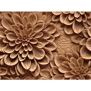 Çiçek Figürlü Ağaç Oyma Desenli Duvar Kağıdı - Dkm925043