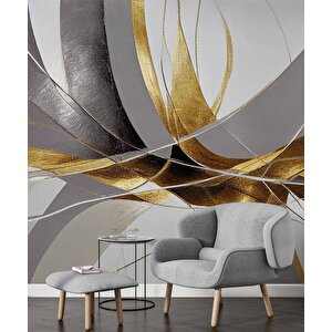 3 Boyutlu Altın Gümüş Desenli Duvar Kağıdı - Dkm795034