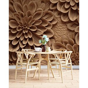 Çiçek Figürlü Ağaç Oyma Desenli Duvar Kağıdı - Dkm925013