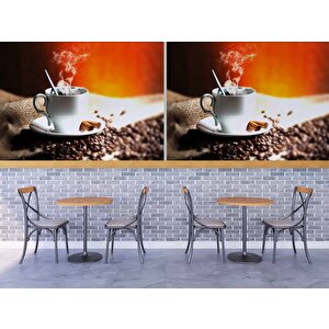 Fincan Ve Kahve Temalı Cafe Duvar Kağıdı Baskı - Dkm270042