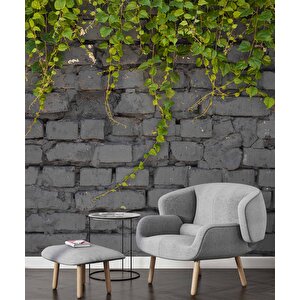 Gri Tuğla Duvar Ve Sarmaşık Duvar Kağıdı - Dkm573076