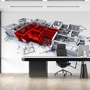 Mimari Proje Emlak Ve Gayrimenkul Duvar Kağıdı Baskı - Dkm317075 400x280 cm