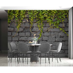 Gri Tuğla Duvar Ve Sarmaşık Duvar Kağıdı - Dkm573021