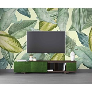 Sanatsal Yaprak Temalı Duvar Kağıdı - Dkm648005 225x200 cm
