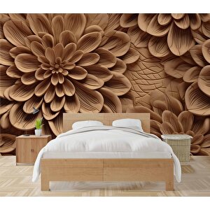 Çiçek Figürlü Ağaç Oyma Desenli Duvar Kağıdı - Dkm925008 300x200 cm