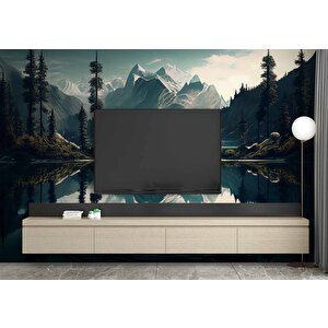Orman Ve Dağ Sanatsal Çizim Manzaralı Duvar Kağıdı - Dkm669127 900x315 cm