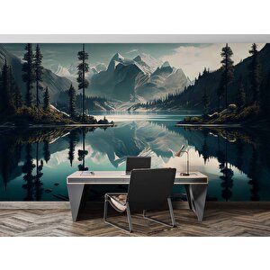 Orman Ve Dağ Sanatsal Çizim Manzaralı Duvar Kağıdı - Dkm669127