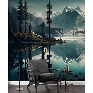 Orman Ve Dağ Sanatsal Çizim Manzaralı Duvar Kağıdı - Dkm669127