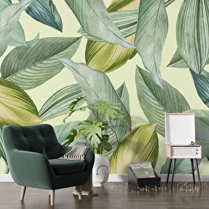 Sanatsal Yaprak Temalı Duvar Kağıdı - Dkm648035