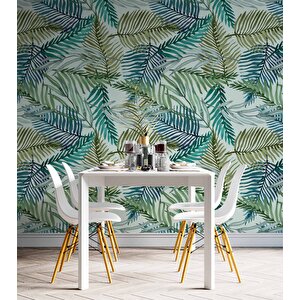 Pastel Yeşil Yaprak Temalı Duvar Kağıdı - Dkm685126