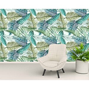 Pastel Yeşil Yaprak Temalı Duvar Kağıdı - Dkm685126