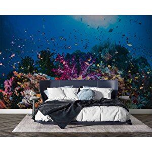 3 Boyutlu Akvaryum Görünümlü Duvar Kağıdı - Dkm646071 300x280 cm