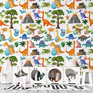 Dinazor Desenli Çocuk Odası Duvar Kağıdı Baskı - Dkm181058 500x260 cm