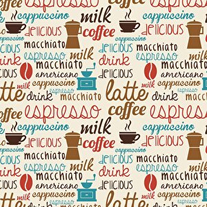 Cafe Temalı-yazılı Duvar Kağıdı Baskı - Dkm153022
