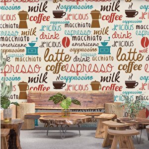 Cafe Temalı-yazılı Duvar Kağıdı Baskı - Dkm153072 325x280 cm