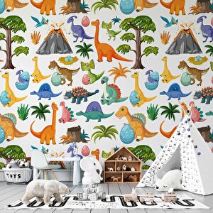 Dinazor Desenli Çocuk Odası Duvar Kağıdı Baskı - Dkm181047 225x260 cm