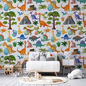 Dinazor Desenli Çocuk Odası Duvar Kağıdı Baskı - Dkm181047 225x260 cm